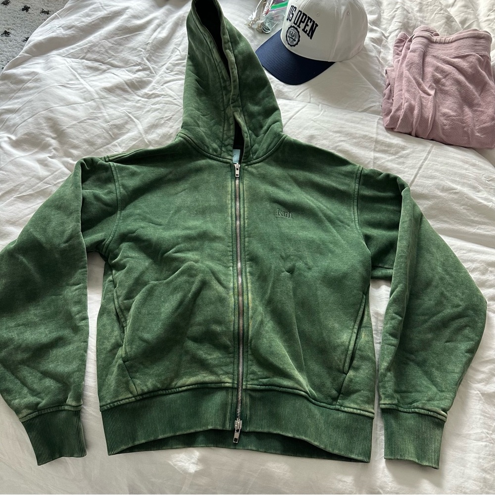 Kith acid wash hoodie green size small sweatshirt